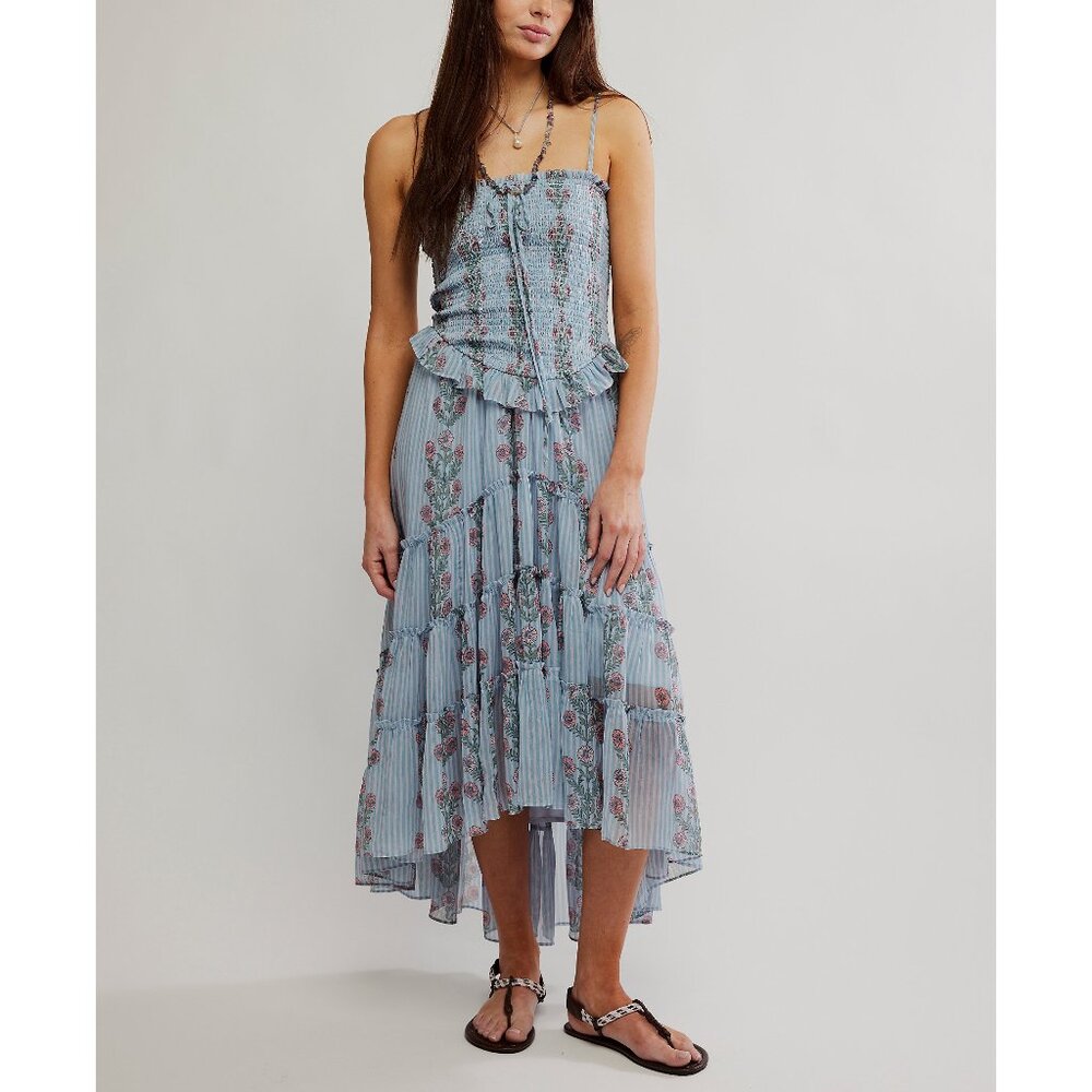 FREE PEOPLE Alejandra Midi Dress / Soft Blue Combo